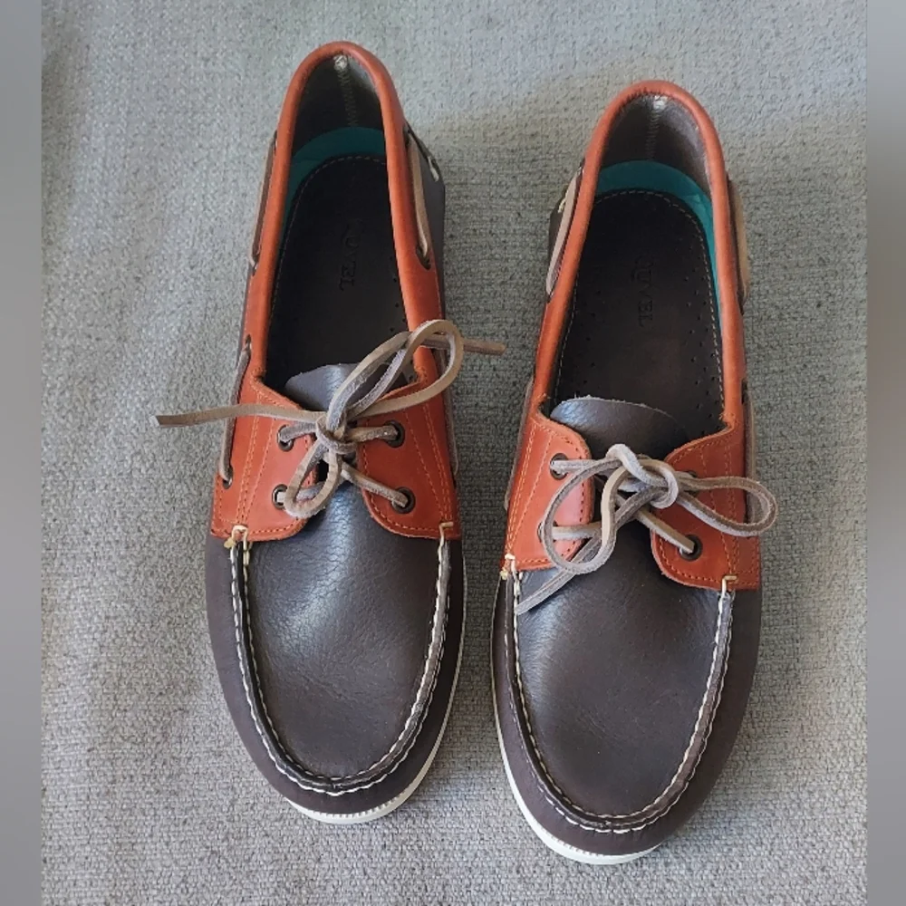 Quvel Men's Leather Brown Boat Shoes Sz-12